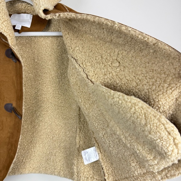 Anthropologie Jacket Womens 6 Ett:taw Hooded Sherpa Faux Suede Brown Tan Coat - Picture 7 of 14